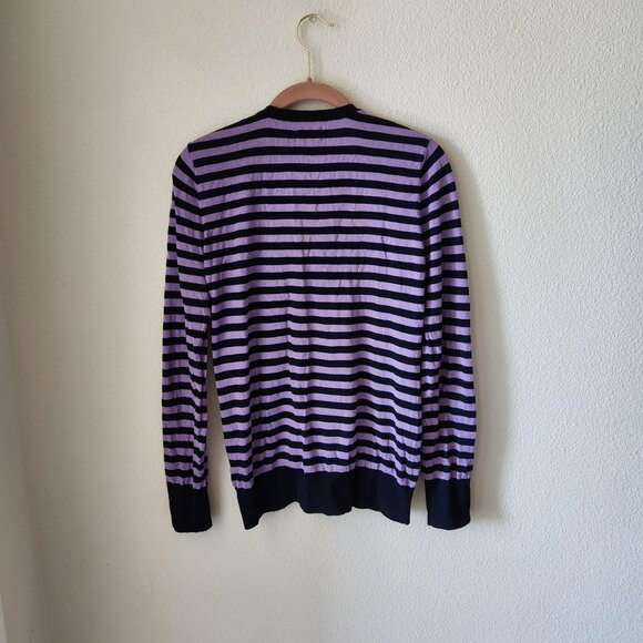 OLD NAVY Y2K Striped Purple & Dark Navy Blue Cardigan Sz M Preppy 100% cotton - Picture 3 of 5